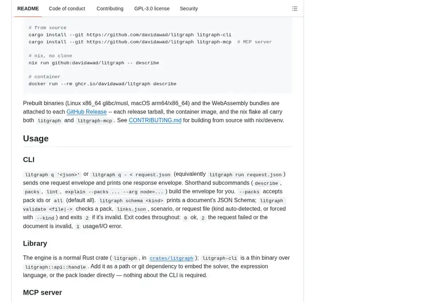 Screenshot of litgraph — Litigation procedure graphs as stochastic games: compose forums, custom cost/utility functions, solve, simulate (Rust)